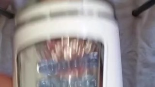 Cock destroyed by fleshlight type masturbator