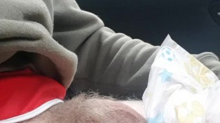 Changing diapers in public restroom