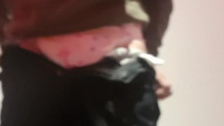 Changing diapers in public restroom