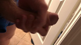 Guy Jerks Himself Off and Cums Standing up