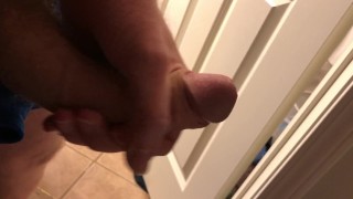 Guy Jerks Himself Off and Cums Standing up