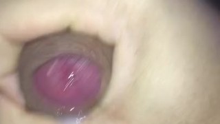 Quick uncut jerk off with cumshot