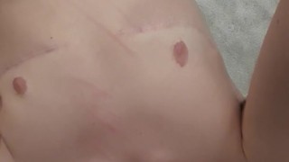 FtM Orgasm on my new carpet while boyfriend is in the kitchen