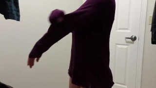Big tits changing clothes in closet