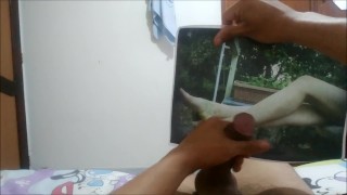 Cumming on goddess Astrid Blum's feet pic 2