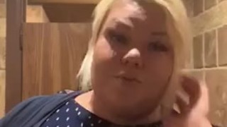 Being silly at work BBW flashing