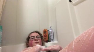 College girl in bath