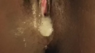 Creampie me pushing out cum