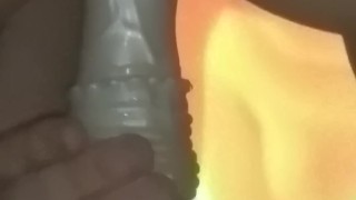 Rideing my mounted dildo on the table cum watch!!