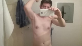 showing off fresh shaved-smooth showered bisexual male slut twink-like bod