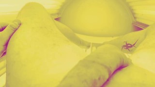 POV 19 yrs jacking off in tanning bed