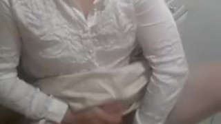 Patty Crossdresser all in white wanking