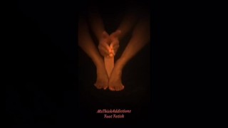 Foot Job giving Sexy Black Milf Foot FetishDildo Rub and Stroke