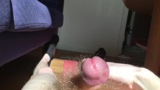 Teen male jerking off his big hiary dick, cumshot