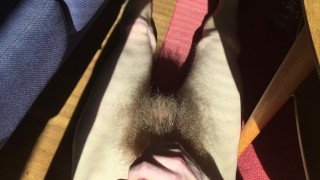 Teen male jerking off his big hiary dick, cumshot