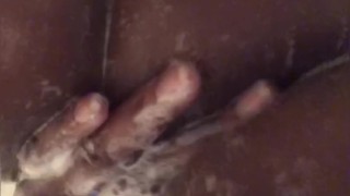 Juicy ebony ass cleaned in shower