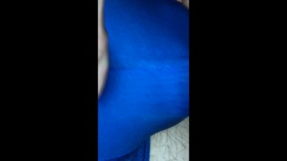 Jock rubbing his big cock under desk getting it hard