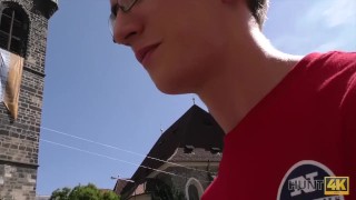 HUNT4K. Young chick rides guy's dick next to her submissive cuckold