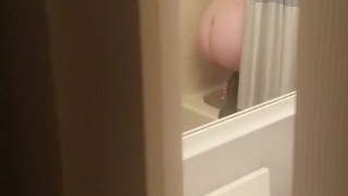 Totally got caught masturbating in the shower by one of my man toys.