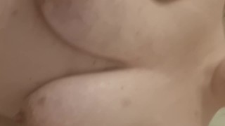 Fat piggy pissing in a cup then pouring it over udders