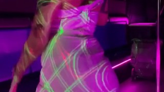 Latte Angel Strip tease in white dress on party bus 1