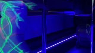 Latte Angel Strip tease in white dress on party bus 1