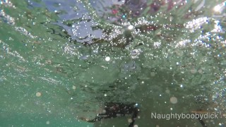 Public exhibitionist german teen with big boobs on the sea showing pussy and ass