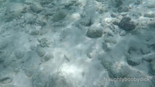 Public exhibitionist german teen with big boobs on the sea showing pussy and ass