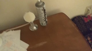 Peeing on my side table!