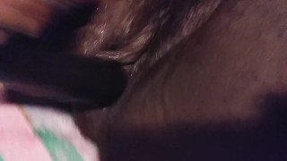 Ebony Milf bangs fat pussy with a toy before work - His Queen Suga