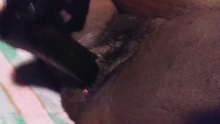 Ebony Milf bangs fat pussy with a toy before work - His Queen Suga