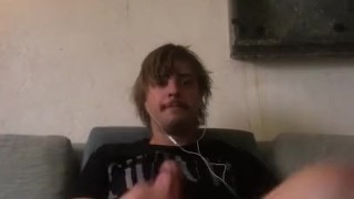 Dirty white boy tares underwear off and strokes till he cums