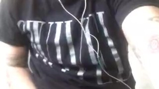 Dirty white boy tares underwear off and strokes till he cums