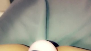 Ashley barbie plays with her pink kitty in a fishnet catsuit