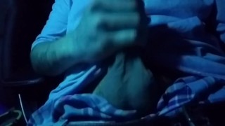 Stroking my cock in car 
