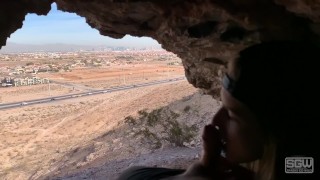 Public Blowjob inside a cave overlooking Las Vegas