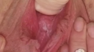 Close up dildo fuck - creamy pussy