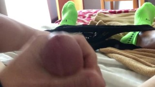 Husband jacks off next to  wife on vacation