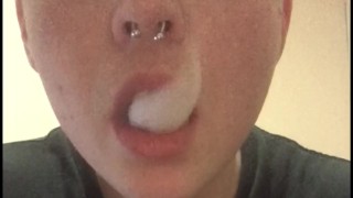 Trans Boy In Bed, Touching, Smoking, Ass grab