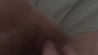 Playing with my hairy freshly fucked pussy while my boyfriend snores
