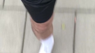 BULGING Out Of THOSE SHORTS ** Ball Stretcher ON **