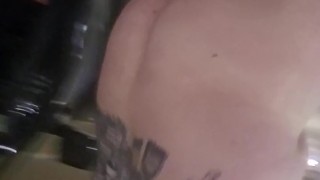 Nude in a parking garage