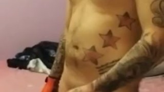 Solo tatted teen male happy new year eve tease