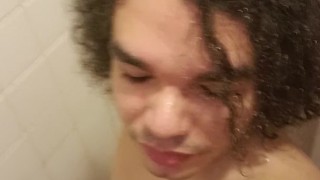 Genitaliusprime-Barely legal latino teen boy jerks off big dick in shower