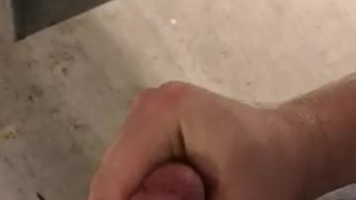 Horny guy jerks off at work