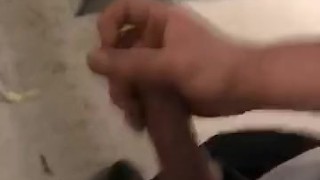 Horny guy jerks off at work