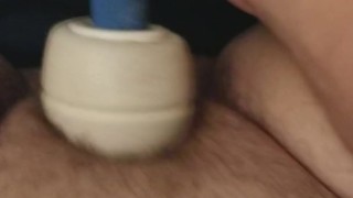 FTM masturbating with magic wand