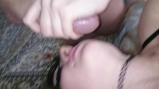 Cheating on husband. Real deepthroat for lover. Sent the video husband...