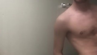 SEXY WHITE TWINK STRIPS AND SHOWS OFF HOLE AND DICK BEFORE SHOWER