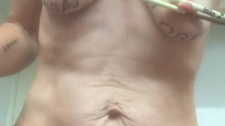 Extreme nipple torture with metal brush and tabasco for submissive painslut
